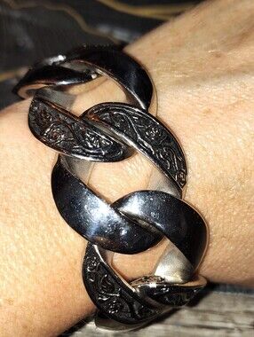 Vintage Silver Tone Chunky Chain Bracelet